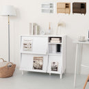 キャビネット〔E〕幅90cm フラップ3扉 オープン2段 キャビネット マガジンラック フラップ扉 リビングボード 収納 脚付き TV台 寝室 ルーター収納 フラップボックス マルチラック 韓国 インテリア 北欧 ぼん家具