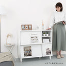 キャビネット〔E〕幅90cm フラップ3扉 オープン2段 キャビネット マガジンラック フラップ扉 リビングボード 収納 脚付き TV台 寝室 ルーター収納 フラップボックス マルチラック 韓国 インテリア 北欧 ぼん家具