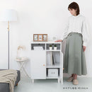 キャビネット〔H〕幅60cm 開き戸2扉 オープン2列 キャビネット リビングボード リビング 収納 可動 棚 2段 オープンスペース 扉 脚付き TV台 収納家具 寝室 玄関収納 キッチン収納 マルチラック 北欧 ぼん家具