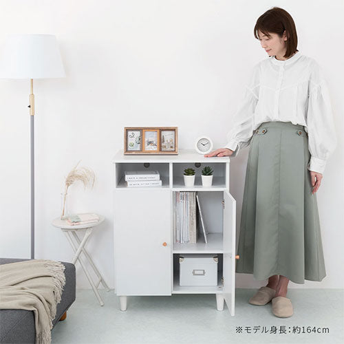 ぼん家具 キャビネット H 幅60cm 開き戸2扉 オープン2列 おしゃれ 収納