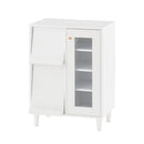 キャビネット〔I〕幅60cm フラップ2扉 ガラス扉4段 キャビネット ガラス扉 リビングボード テレビ台 フラップ扉 リビング 収納棚 3段 脚付き 収納家具 寝室 玄関収納 キッチン収納 マルチラック 白 茶色 ぼん家具