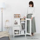 キャビネット〔I〕幅60cm フラップ2扉 ガラス扉4段 キャビネット ガラス扉 リビングボード テレビ台 フラップ扉 リビング 収納棚 3段 脚付き 収納家具 寝室 玄関収納 キッチン収納 マルチラック 白 茶色 ぼん家具