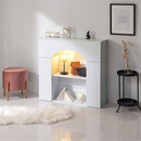 マントルピース風収納棚〔幅90cm〕 マントルピース風 収納棚 3段 可動棚 大理石調天板 奥行スリム 韓国インテリア ぼん家具