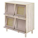 ラタン調収納チェスト フラップ4扉タイプ フラップチェスト 扉付き 韓国インテリア グレージュ ラタン調 キャビネット収納 PUTUPUTU