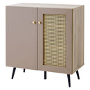 ラタン調 扉付き キャビネット