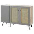 ラタン調 扉付き キャビネット