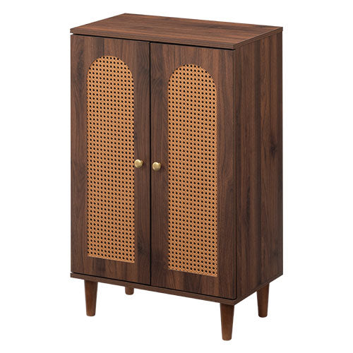 ラタン調 幅60 キャビネット 2扉 足つきキャビネット おしゃれ ぼん