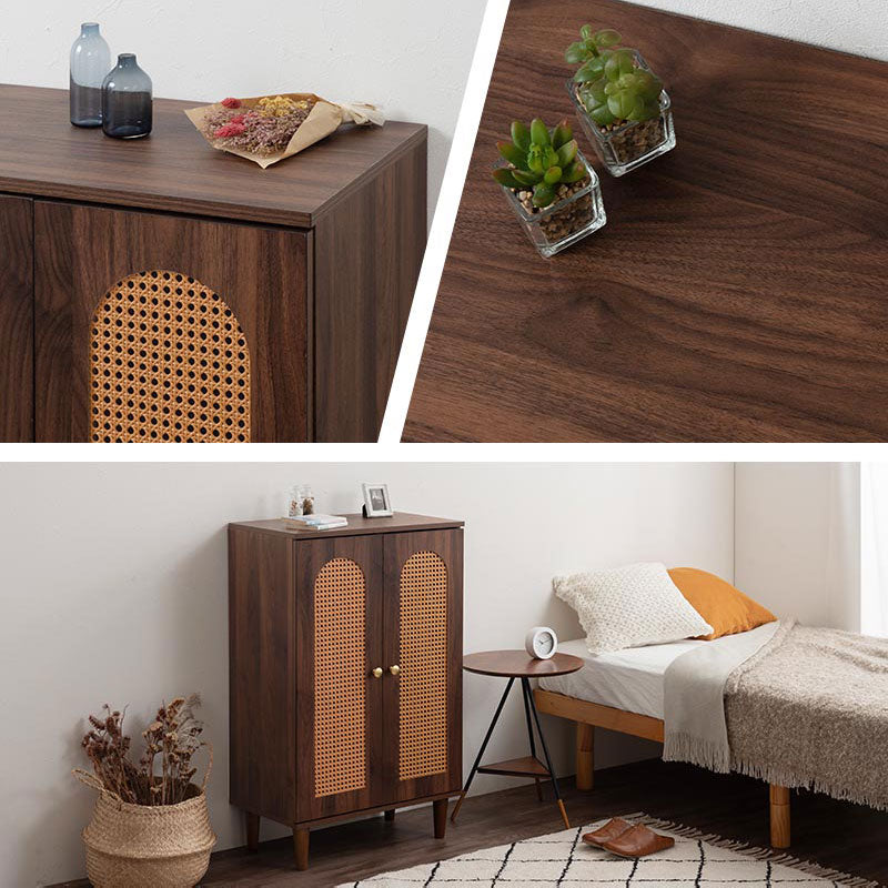 ラタン調 幅60 キャビネット 2扉 足つきキャビネット おしゃれ ぼん