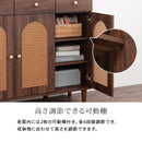 ラタン調 幅100 キャビネット 3扉 引き出し3杯