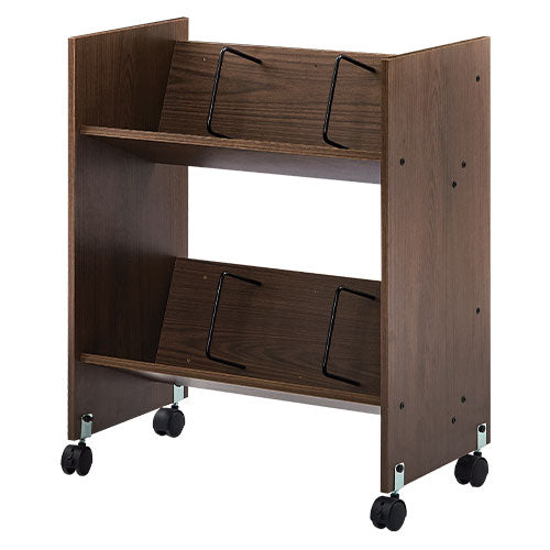 棚が斜めで取り出しやすい キャスター付きファイルラック 2段