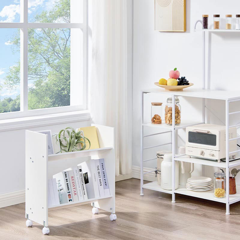 棚が斜めで取り出しやすい キャスター付きファイルラック 2段