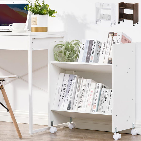 棚が斜めで取り出しやすい キャスター付きファイルラック 2段