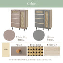 ラタン調 扉×引き出し付き チェスト