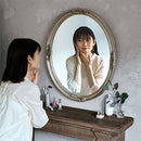 アンティーク調ミラー〔円形〕 鏡 壁掛け鏡 ウォールミラー 円形 丸 おしゃれ 姿見 壁掛けミラー 洗面鏡 丸鏡 大型 北欧 アンティーク ゴールド 化粧台 玄関 洗面台 ぼん家具