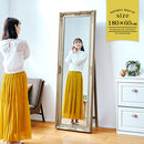 アンティーク調ミラー〔幅60cm〕 スタンドミラー 姿見鏡 全身鏡 おしゃれ 全身ミラー 姿見 大型鏡 アンティーク ゴールド 高さ180 幅60 大きめ 木製 レトロ 玄関 リビング 寝室 ぼん家具