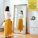 アンティーク調ミラー〔幅90cm〕開梱設置サービス無料 スタンドミラー 姿見鏡 全身鏡 おしゃれ 全身ミラー 姿見 大型鏡 アンティーク ゴールド 高さ180 幅90 ワイド 木製 レトロ 玄関 リビング 寝室 ぼん家具