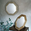 アンティーク調ミラー〔八角〕 鏡 壁掛け ウォールミラー 八角形 壁掛け鏡 壁掛けミラー おしゃれ スタンド 卓上 立て掛け 八角ミラー 八角鏡 アンティーク ゴールド 玄関 洗面台 ぼん家具