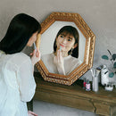 アンティーク調ミラー〔八角〕 鏡 壁掛け ウォールミラー 八角形 壁掛け鏡 壁掛けミラー おしゃれ スタンド 卓上 立て掛け 八角ミラー 八角鏡 アンティーク ゴールド 玄関 洗面台 ぼん家具