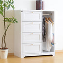 引き出し付きハンガーラック ハンガーラック 収納 家具 引き出し 4段 幅80 ラック ワードローブ タンス 箪笥 チェスト キャビネット 白 佐藤産業