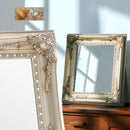 卓上アンティーク調ミラー〔大〕 スタンドミラー 卓上ミラー 鏡 アンティーク 化粧鏡 おしゃれ メイクミラー 卓上鏡 木製 大型 大きめ ゴールド スタンド式 玄関 化粧台 ぼん家具