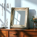 卓上アンティーク調ミラー〔大〕 スタンドミラー 卓上ミラー 鏡 アンティーク 化粧鏡 おしゃれ メイクミラー 卓上鏡 木製 大型 大きめ ゴールド スタンド式 玄関 化粧台 ぼん家具