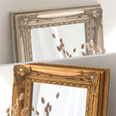 卓上アンティーク調ミラー〔大〕 スタンドミラー 卓上ミラー 鏡 アンティーク 化粧鏡 おしゃれ メイクミラー 卓上鏡 木製 大型 大きめ ゴールド スタンド式 玄関 化粧台 ぼん家具