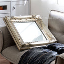 卓上アンティーク調ミラー〔大〕 スタンドミラー 卓上ミラー 鏡 アンティーク 化粧鏡 おしゃれ メイクミラー 卓上鏡 木製 大型 大きめ ゴールド スタンド式 玄関 化粧台 ぼん家具