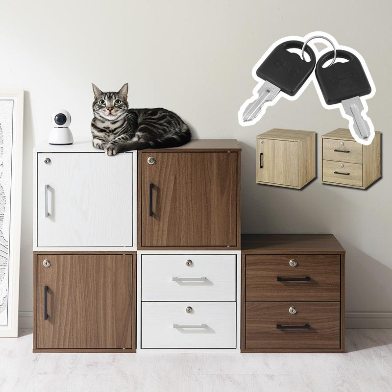 鍵付きキューブボックス収納 幅35cm 深型 本棚 ラック キューブ