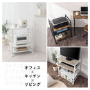 キャスター付きサイドワゴン プリンター台 キャスター付き 3段 可動棚 サイドワゴン 収納 スチール  木目調 大理石風 ぼん家具