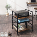 キャスター付きサイドワゴン プリンター台 キャスター付き 3段 可動棚 サイドワゴン 収納 スチール  木目調 大理石風 ぼん家具