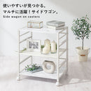 キャスター付きサイドワゴン プリンター台 キャスター付き 3段 可動棚 サイドワゴン 収納 スチール  木目調 大理石風 ぼん家具