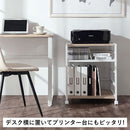 キャスター付きサイドワゴン プリンター台 キャスター付き 3段 可動棚 サイドワゴン 収納 スチール  木目調 大理石風 ぼん家具