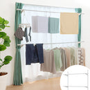 つっぱり式ハンガーポール 室内物干し 折りたたみ 物干しスタンド 洗濯物干し 室内 屋内 おしゃれ 突っ張り 窓枠 壁付け 省スペース スリム コンパクト 伸縮 大容量 昇降 ぼん家具