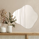 ウェーブミラー 鏡 壁掛け ウォールミラー ノンフレーム 姿見 飛散防止 ウェーブミラー 約 幅80cm 90cm 玄関鏡 フレームレス 化粧 鏡台 韓国風 波形ミラー 大きめ ぼん家具