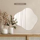 ウェーブミラー 鏡 壁掛け ウォールミラー ノンフレーム 姿見 飛散防止 ウェーブミラー 約 幅80cm 90cm 玄関鏡 フレームレス 化粧 鏡台 韓国風 波形ミラー 大きめ ぼん家具