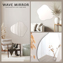 ウェーブミラー 鏡 壁掛け ウォールミラー ノンフレーム 姿見 飛散防止 ウェーブミラー 約 幅80cm 90cm 玄関鏡 フレームレス 化粧 鏡台 韓国風 波形ミラー 大きめ ぼん家具