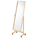 キャスター付きスタンドミラー 姿見 全身鏡 スタンドミラー キャスター付き 鏡 全身 天然木 ミラー 角度調節 姿見鏡 ガラス 飛び散らない 全身ミラー 移動 玄関鏡 おしゃれ 北欧 ぼん家具