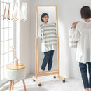キャスター付きスタンドミラー 姿見 全身鏡 スタンドミラー キャスター付き 鏡 全身 天然木 ミラー 角度調節 姿見鏡 ガラス 飛び散らない 全身ミラー 移動 玄関鏡 おしゃれ 北欧 ぼん家具