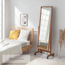 キャスター付きスタンドミラー 姿見 全身鏡 スタンドミラー キャスター付き 鏡 全身 天然木 ミラー 角度調節 姿見鏡 ガラス 飛び散らない 全身ミラー 移動 玄関鏡 おしゃれ 北欧 ぼん家具