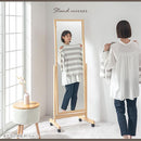 キャスター付きスタンドミラー 姿見 全身鏡 スタンドミラー キャスター付き 鏡 全身 天然木 ミラー 角度調節 姿見鏡 ガラス 飛び散らない 全身ミラー 移動 玄関鏡 おしゃれ 北欧 ぼん家具