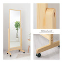 キャスター付きスタンドミラー 姿見 全身鏡 スタンドミラー キャスター付き 鏡 全身 天然木 ミラー 角度調節 姿見鏡 ガラス 飛び散らない 全身ミラー 移動 玄関鏡 おしゃれ 北欧 ぼん家具