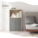 扉付き収納ラック キッチンボード 3段 可動棚 扉付き 韓国インテリア グレージュ 食器棚 収納 PUTUPUTU