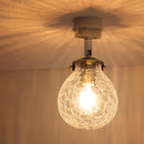 シーリングライト 1灯 ガラス  シーリングライト LED 照明器具 おしゃれ 天井照明 ガラス クラック 丸 真鍮 口金 e17 キッチン 玄関 透明 アンティーク ダクトレール noji ノジー ぼん家具