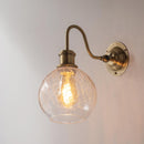 ブラケットライト 1灯 ガラス ブラケットライト ウォールライト おしゃれ LED 間接照明 丸 壁掛け 壁付け 口金 e26 泡 クラック ガラス 真鍮 透明 角度調節 noji ノジー ぼん家具