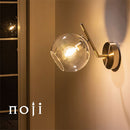 ブラケットライト 1灯 ガラス ブラケットライト LED 壁掛け 照明器具 おしゃれ ガラス 丸 真鍮 風 照明 玄関 洗面台 廊下 透明 クラックガラス 泡ガラス アンティーク noji ノジー noji