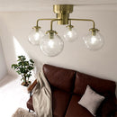 シーリングライト 4灯 ガラス シャンデリア おしゃれ 照明 4灯 led 照明器具 天井照明 バブル ガラス E17口金 リビング 寝室 ダイニング 食卓 ゴールド noji ノジー noji