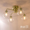 シーリングライト 4灯 ガラス シャンデリア おしゃれ 照明 4灯 led 照明器具 天井照明 バブル ガラス E17口金 リビング 寝室 ダイニング 食卓 ゴールド noji ノジー noji