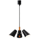 木目×スチール 3灯 ペンダントライト