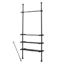 つっぱり式ラック ランドリーラック 突っ張り 約幅75～130cm ワイドサイズ 洗濯機ラック 収納 棚 おしゃれ ハンガー 伸縮 隙間 縦型 洗濯機上 省スペース 引っ掛け棒付 ぼん家具