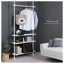 つっぱり式ラック ランドリーラック 突っ張り 約幅75～130cm ワイドサイズ 洗濯機ラック 収納 棚 おしゃれ ハンガー 伸縮 隙間 縦型 洗濯機上 省スペース 引っ掛け棒付 ぼん家具